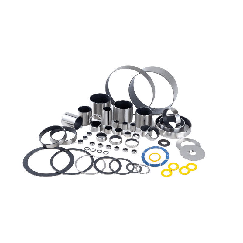 slide bearing bushes ptfe self lubricating bushing self-Lubricating Stainless Steel Bearings with PTFE Woven Fabric This material is made of various high-quality metals as the substrate, and the surface is covered with low friction and friction resistant woven fabric materials mainly composed of PTFE and other additives.